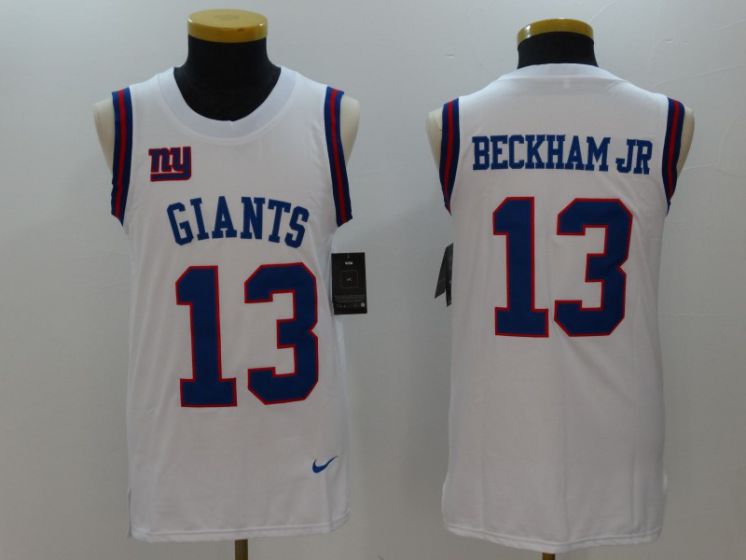 Men New York Giants #13 Odell Beckham Jr White Rush Player Name Number Tank Top stitched NFL Jerseys->new york giants->NFL Jersey
